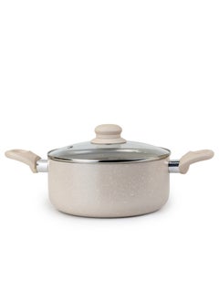 Wilson Oak Casserole with Lid and Marble Coating, Soft Touch Handle Stew Pot Suitable for Gas Electric Induction and Ceramic Stove Dutch Oven - 20cm – Cream  - Image 1