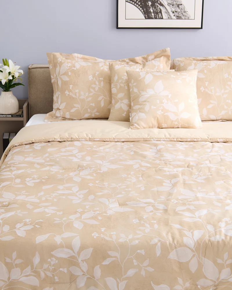REDTAG Beige 5-Piece Print Comforter Set (260 x 240 cm)