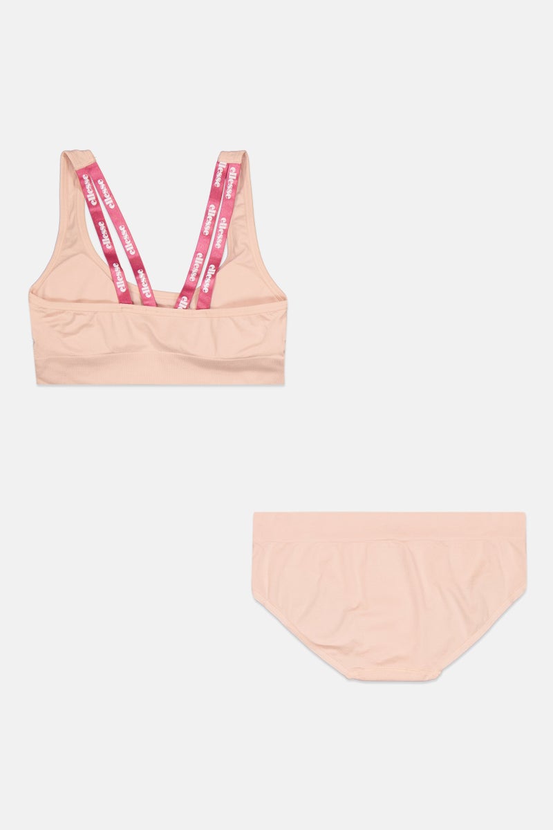 Ellesse طقم حمالة صدر وسروال داخلي مبطن من قطعتين للنساء، خوخي فاتح - Image 2