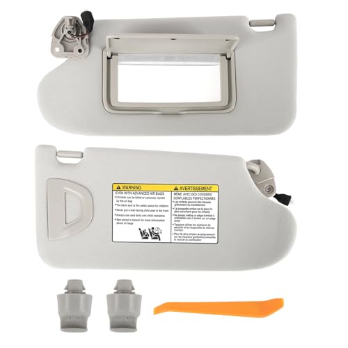 GlymXia Sun Visor Pair with Clips Compatible with 2013-2018 Nissan Altima (Driver Left & Passenger Right Side), Cloth Fabric Sunvisor Assembly - (Color Gray - Image 1
