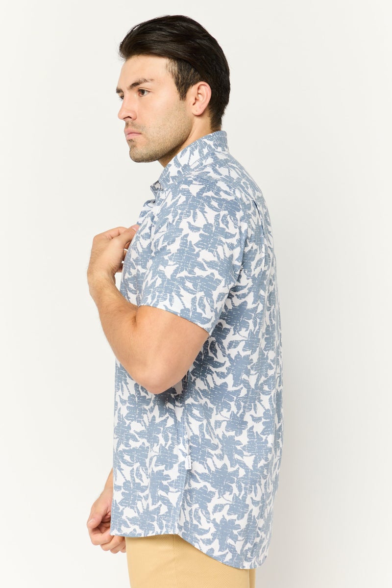 Peter Werth Men Regular Fit Allover Print Short Sleeves Casual Shirt, White - Image 3