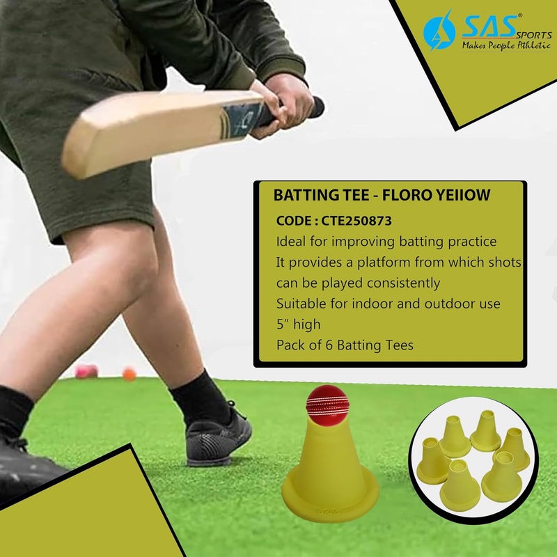 PVC Cricket Batting tee for Cricket practices Pack of 6 Yellow - Image 3