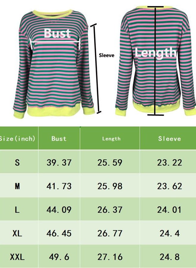 Bingerlily Womens Casual Long Sleeve Sweatshirt Crew Neck Cute Pullover Relaxed Fit Tops Pink-blue - Image 5