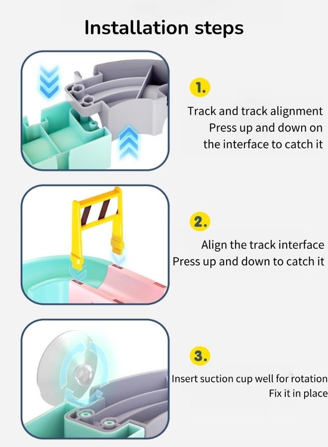 Kids Bath Toys, Water Playing Dinosaur Track Toy Set, Large Particle Assembled Toy with Rotating Suction Cup,  Baby Bathroom Bath Water Shower Multifunctional Children's Track Toys (43 Pieces)  - Image 3