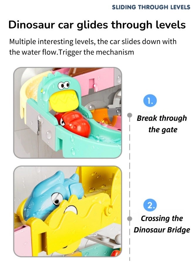 Kids Bath Toys, Water Playing Dinosaur Track Toy Set, Large Particle Assembled Toy with Rotating Suction Cup,  Baby Bathroom Bath Water Shower Multifunctional Children's Track Toys (43 Pieces)  - Image 5