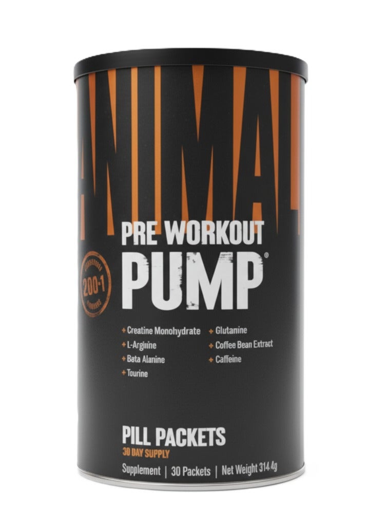 عبوة Animal Pump Pre-Workout من 30 قطعة - عبوة حبوب الأداء الشاملة مع الكرياتين ودعم النيتريك ومركب الطاقة