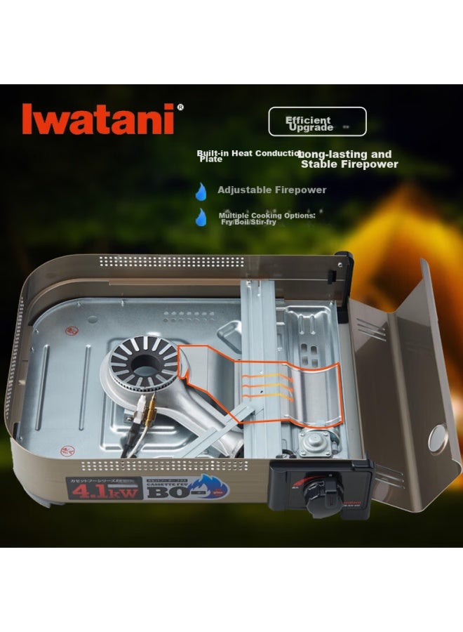 Iwatani Imported Outdoor Windproof Portable Gas Stove For Camping And Barbecue, 4.1kw High Flame, Cb-ah - Image 1