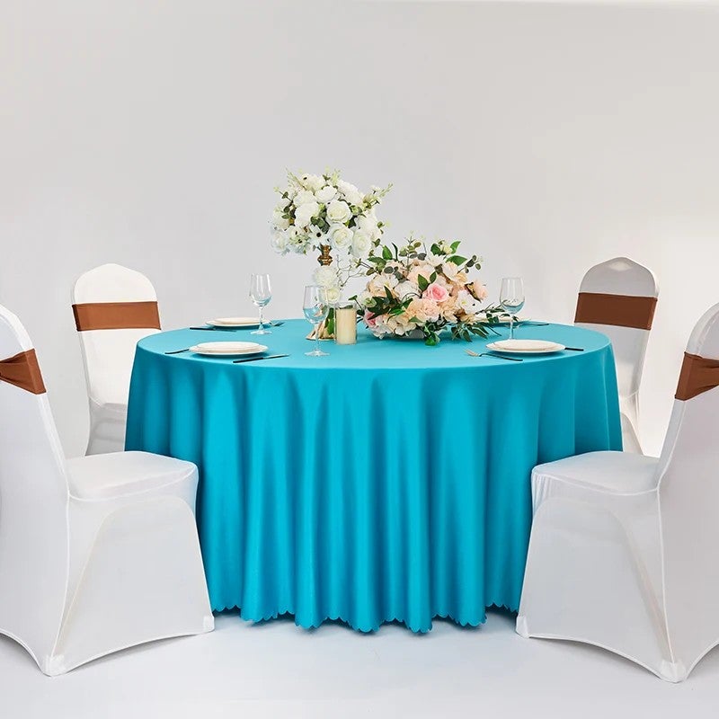Y&D Modern Satin Tablecloth with Woven Table Runner and Single-Sided Table Skirt for Hotel and Restaurant Use – Elegant Table Runners for Banquet, Wedding & Event Decor - Image 1