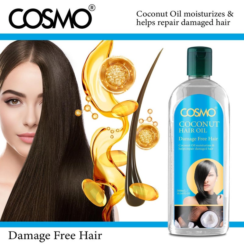COSMO Coconut Hair Oil 300ml Herbal Extracts, Damage Free, Non Greasy Formula, Deeply Moisturizing, Healthy & Shiny Hair, For Unisex, For All Hair Types - Image 3