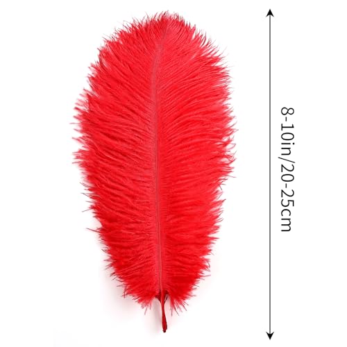 THARAHT 24pcs Red Ostrich Feathers Natural Bulk 8-10Inch 20cm-25cm for Wedding Party Centerpieces Easter Gatsby and Home Decorate Ostrich Feathers - Image 2