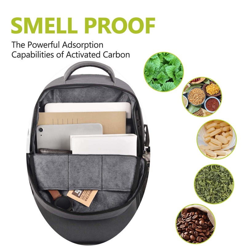 OZCHIN Smell Proof Backpack With Combination Lock, Double Sealed Zipper ClassicsSmell Proof Travel Backpack, Large Capacity Smell Proof Container Carbon Enduring, Great Gifts for Men Women - Image 3