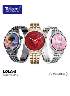 Telzeal Smart Watch LOLA-5 For Women with 2 Pair Strap and Bracelet Embroidered Multicolour  - Image 2
