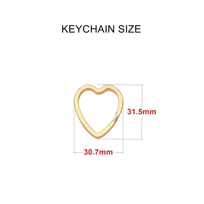 ZoloAJay 12pcs Creative Key Ring Keychain Heart Shape Golden Metal Flat Split Key Holder Chains Rings Crafts DIY for Home Car Tag Office Organization Lanyards Keys Attachment Gift - Image 2