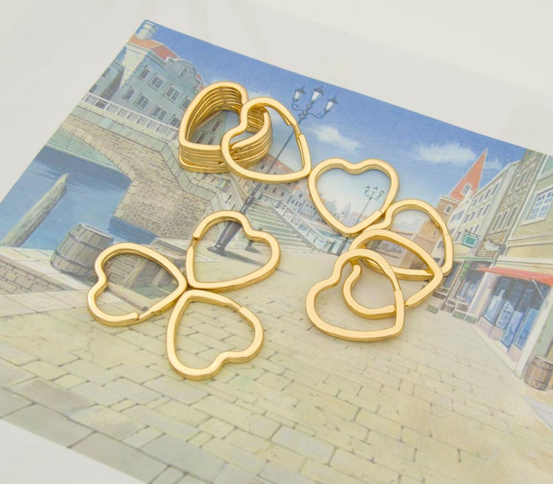ZoloAJay 12pcs Creative Key Ring Keychain Heart Shape Golden Metal Flat Split Key Holder Chains Rings Crafts DIY for Home Car Tag Office Organization Lanyards Keys Attachment Gift - Image 4