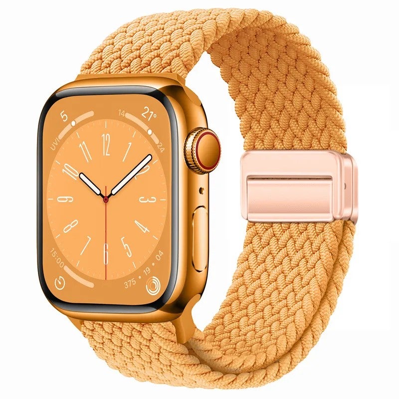 Bluejw New Magnetic Nylon Braided Loop Strap for Apple Watch Series 9 8 – Replace the Watch Strap with Elastic Bracelet & 49mm Metal Buckle Band for Women - Image 1