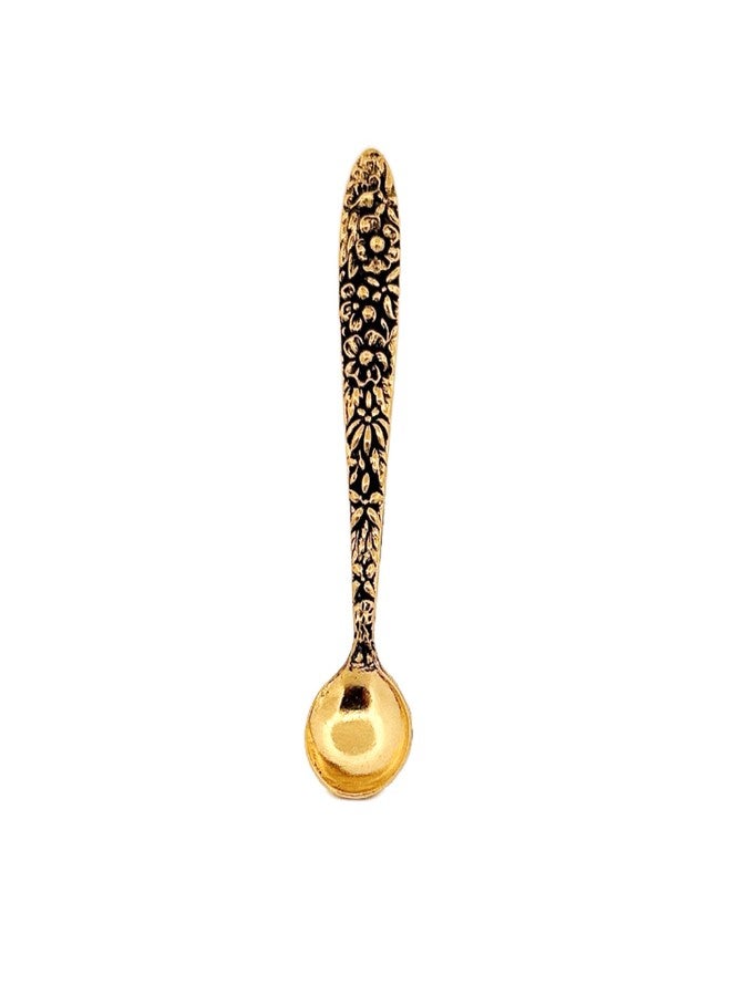 APOLEEA 18K Gold Plated 925 Sterling Silver Small Salt Spoon - Premium Quality 2.7" Polished Round Bowl Mustard Spoon - Flower Designed Handle - Gift for Culinary Enthusiasts - Image 5