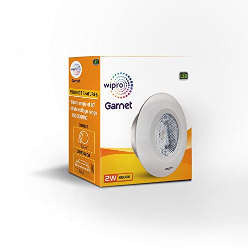 wipro Polycarbonate Garnet 2W GU10 Led Integrated Spotlight|Cool White (6500K)|Compact Design Ceiling Spot Light for Cabinets & Wardrobes| Cutout-33Mm|Pack of 6 - - Image 4