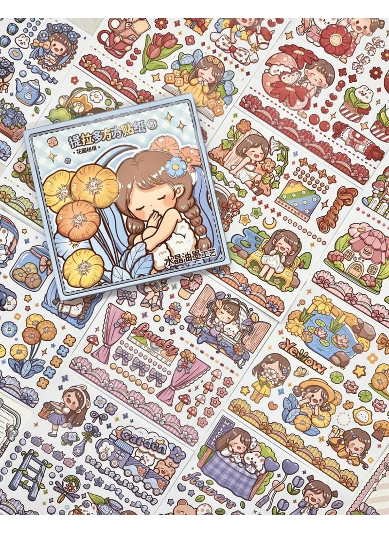 Kağıt Gemi Dükkan Paper Ship Shop Cute Girl and Rabbit Blue Box Sticker Decal Notebook Ornament Bullet Journal Scrapbook