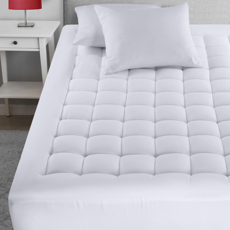 Utopia Bedding Twin Mattress Pad, Quilted Fitted Premium Mattress Protector, Deep Pocket Cover Stretches up to 16 Inches, Fluffy Pillow Topper (39x75 Inches, White) - Image 1
