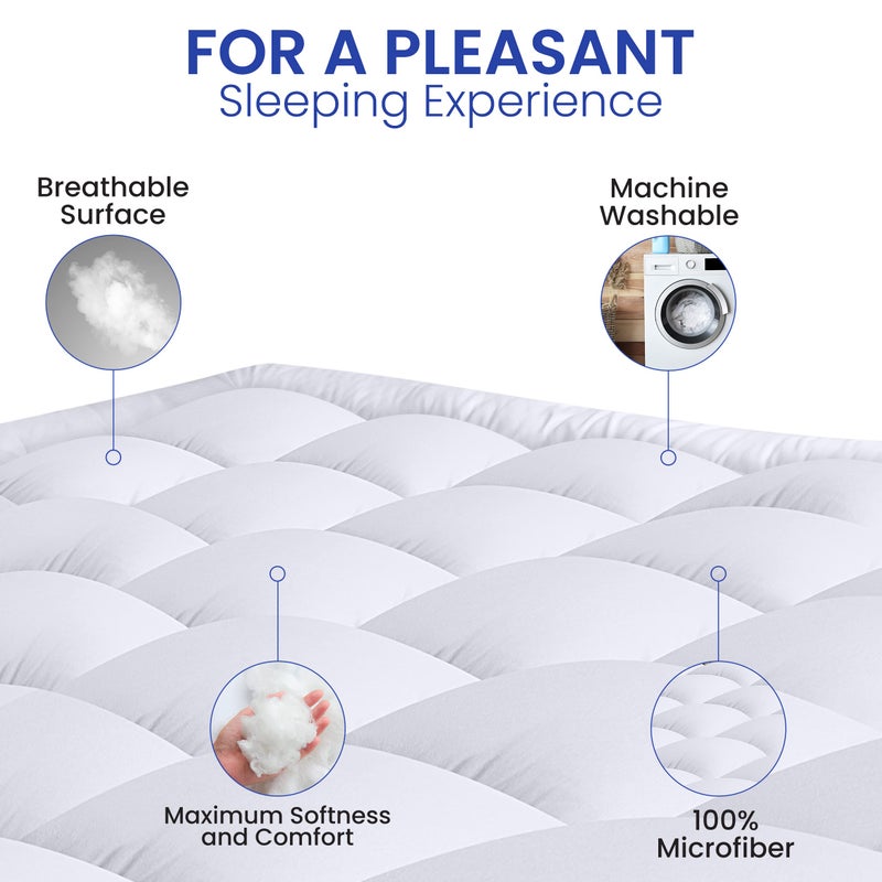 Utopia Bedding Twin Mattress Pad, Quilted Fitted Premium Mattress Protector, Deep Pocket Cover Stretches up to 16 Inches, Fluffy Pillow Topper (39x75 Inches, White) - Image 3