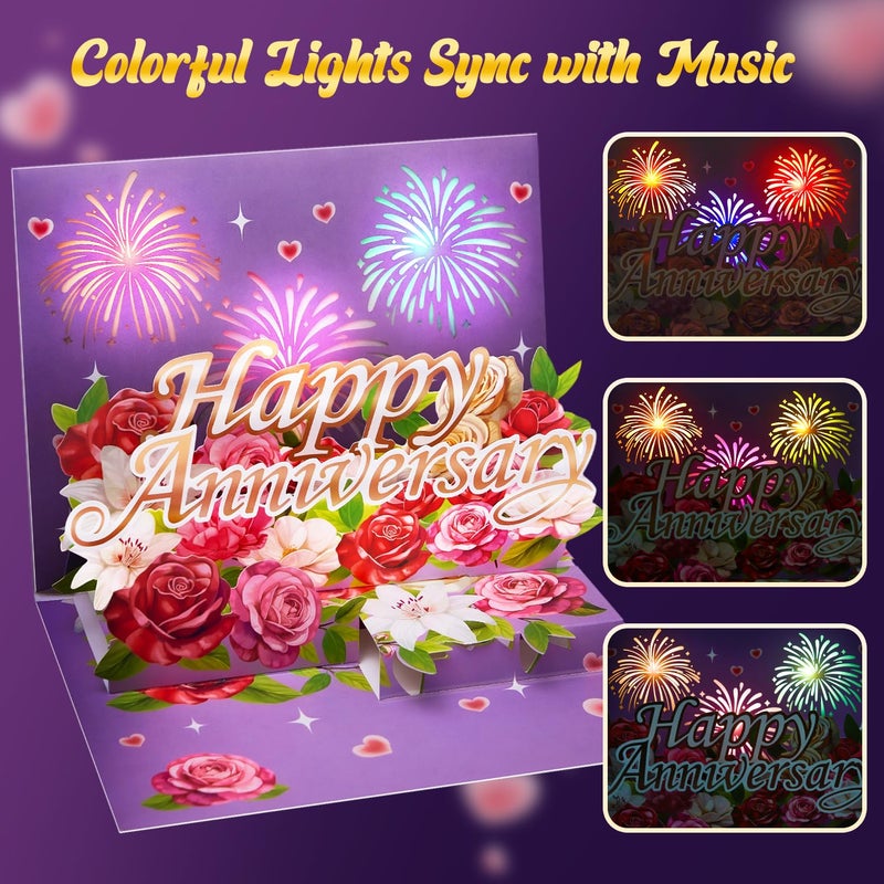 Airpark Anniversary Card with Music & Lights, 3D Pop Up Happy Anniversary Cards for Him Her Husband Wife Men Women, Ideal Gift for Wedding Anniversary, Couples and Valentineâ€™s Day - Image 3