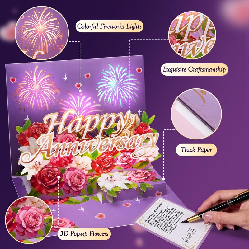 Airpark Anniversary Card with Music & Lights, 3D Pop Up Happy Anniversary Cards for Him Her Husband Wife Men Women, Ideal Gift for Wedding Anniversary, Couples and Valentineâ€™s Day - Image 4