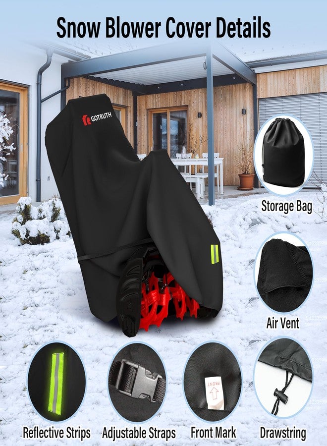GOTRUTH Snow Blower Cover, Heavy 900D Oxford Fabric Waterproof Outdoor Snowblower Covers, Universal Size Fits Single and Two Stage Snow Blowers, Water, Wind, UV, W/Adjustable Buckle and Vents - Black - Image 4