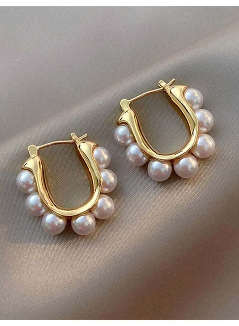 Dangle Charms Elegant & High Quality Stainless Steel Gold Plated Earrings For Women - Image 4