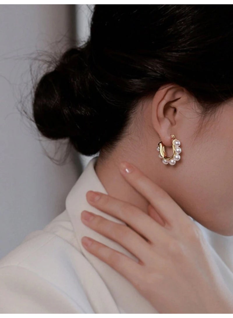 Dangle Charms Elegant & High Quality Stainless Steel Gold Plated Earrings For Women - Image 1