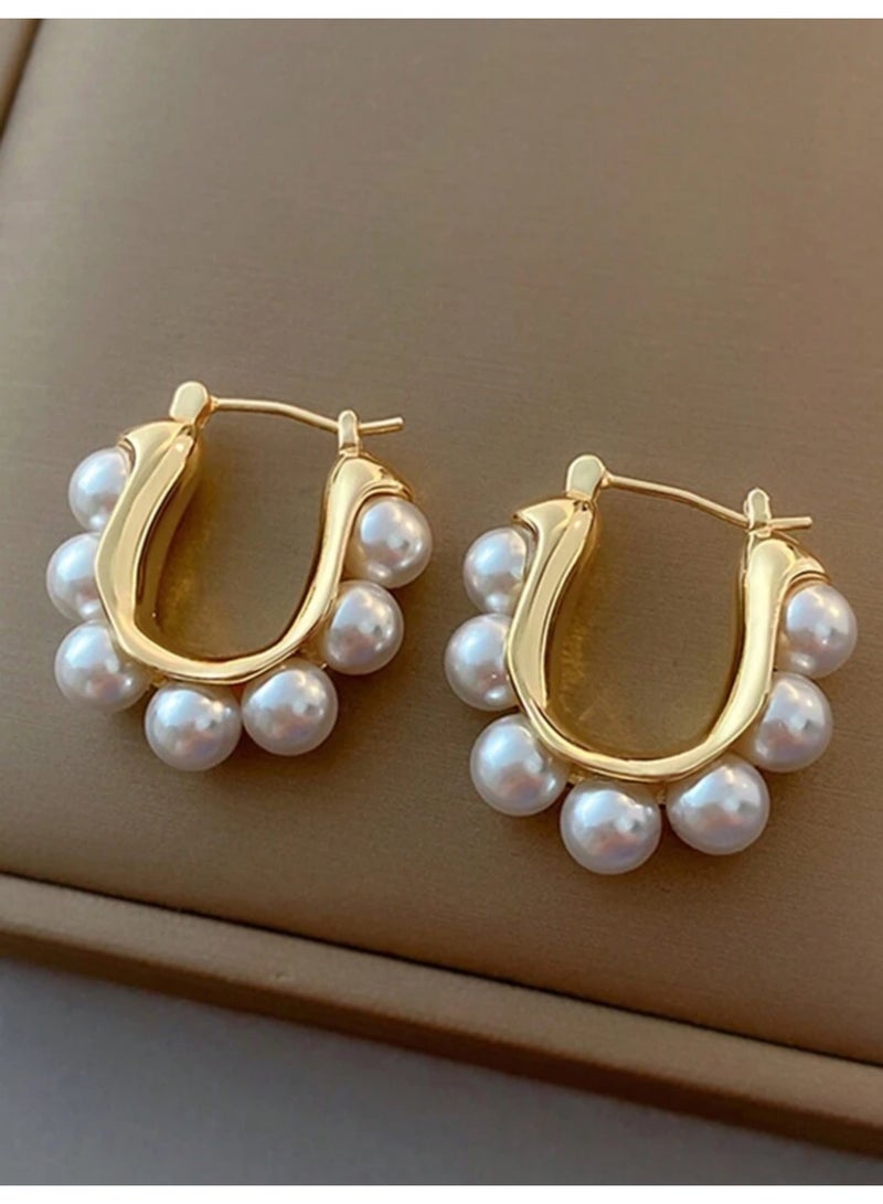 Dangle Charms Elegant & High Quality Stainless Steel Gold Plated Earrings For Women - Image 2