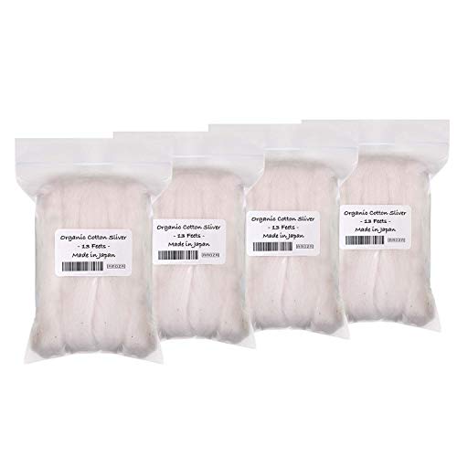 AMOZA Japanese Organic Cotton Sliver 13 Feets 100% Organic Unbleached [Made in Japan] (4 Packs) - Image 1