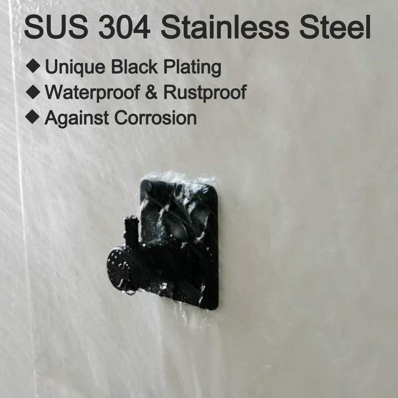 ShineMe Bluelark Adhesive Hooks Stainless Steel Wall Hook Heavy Duty Coat Key Robe Towel Hooks for Hanging Bathroom Home Kitchen Office Black 4 Pack - Image 5