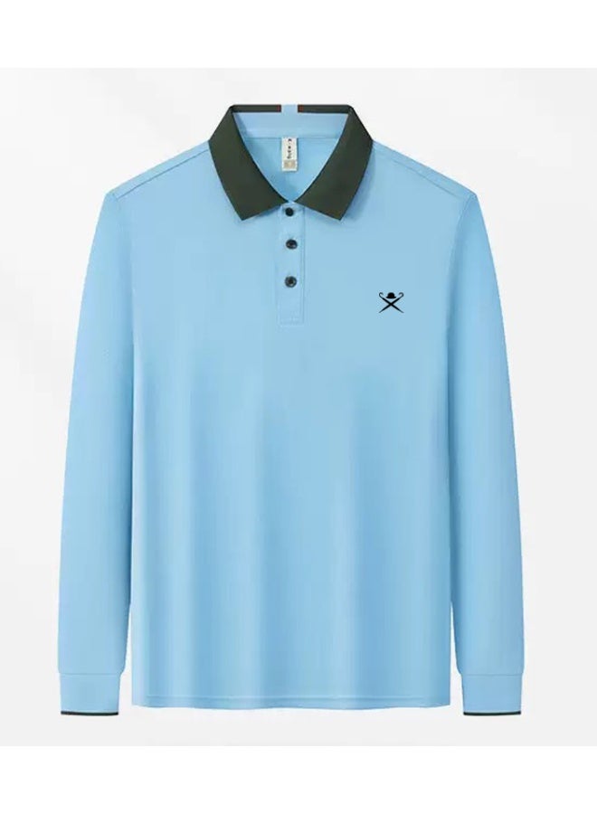 HACKETT LONDON Contrasting Lapel Long Sleeve Polo Shirt Men and Women Spring and Autumn Cotton Casual Bottom Shirt - Image 3