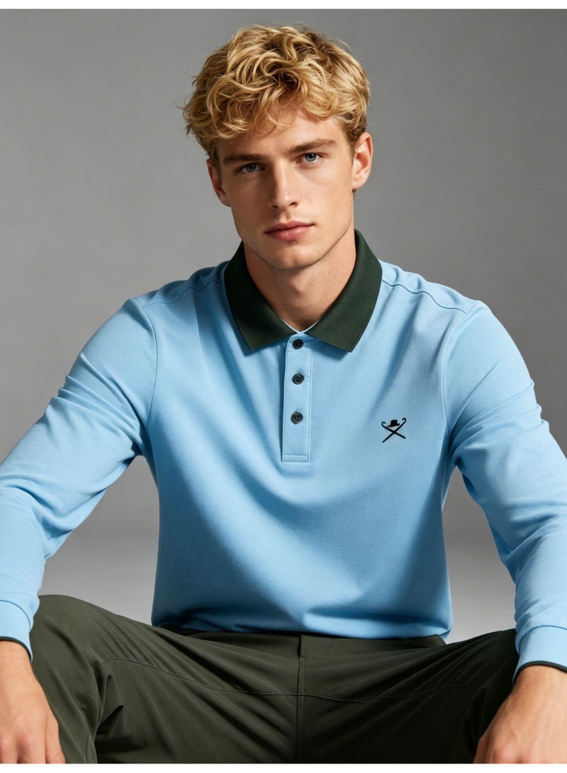 HACKETT LONDON Contrasting Lapel Long Sleeve Polo Shirt Men and Women Spring and Autumn Cotton Casual Bottom Shirt - Image 5