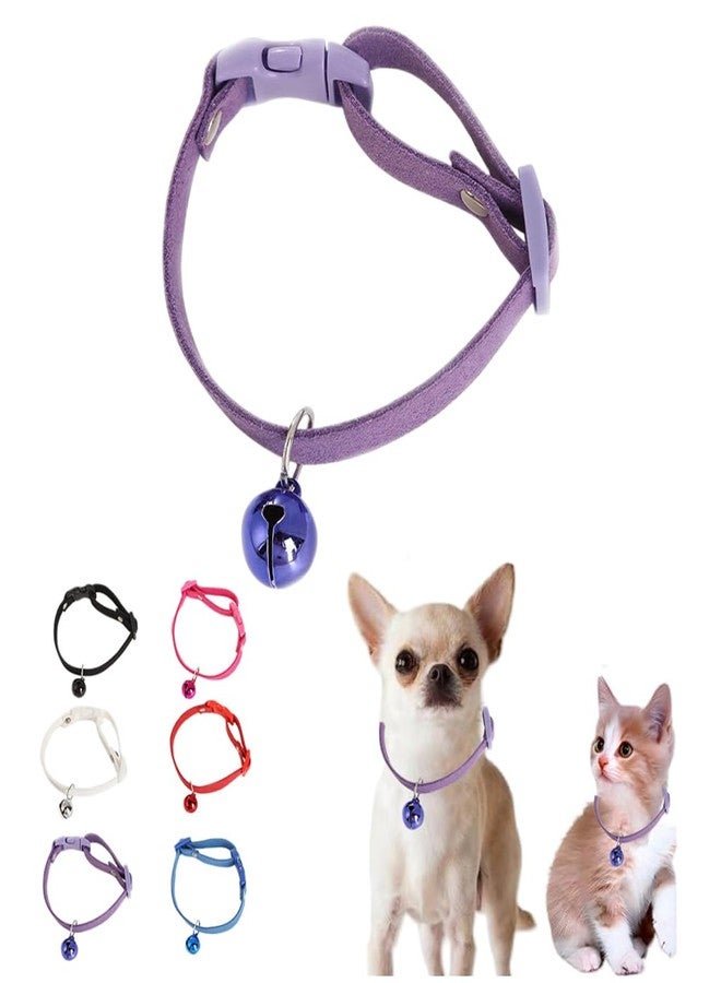 WeimoMonkey Purple XXS Dog Collar with Bell, Puppy Collar Girls Cute Cat Collars with Bells for XXS Xs Small Tiny Female Dogs Pet Kitten Animal - Image 1