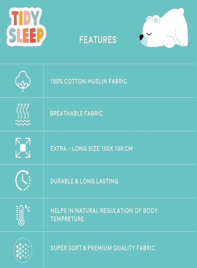 TIDY SLEEP ملاءة نوم جافة مقاومة للماء للأطفال حديثي الولادة مع لفافة من الموسلين، لون أزرق، مقاس كبير (للأم والطفل) - Image 5