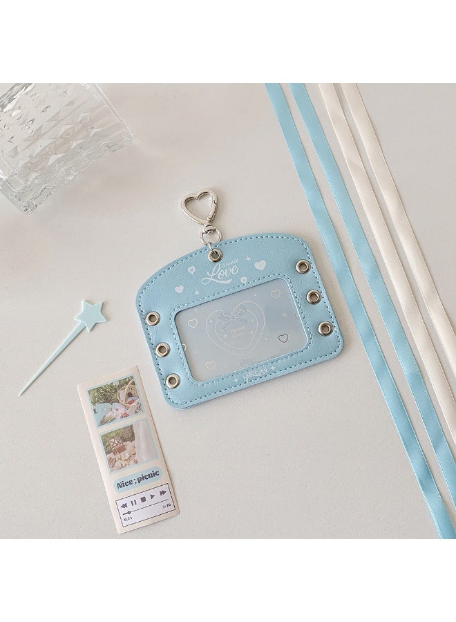 NIBEMINENT 1 - Piece Bright Silver Leather Ballet Bag Kpop Photo Card Holder Pendant Key Chain ID Badge Holder ID Card Holder Photo Card Protector for School ID Office ID Access Card for Women Girls - Image 1