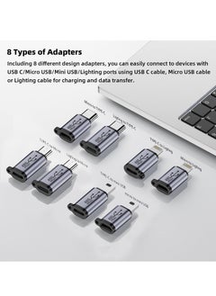SYOSI 8 Pack USB C Lightning to Micro USB Adapter,  Micro USB and Lighting to USB C Extender, USB C Micro USB to Mini USB Connector use any interface, Black  - Image 5