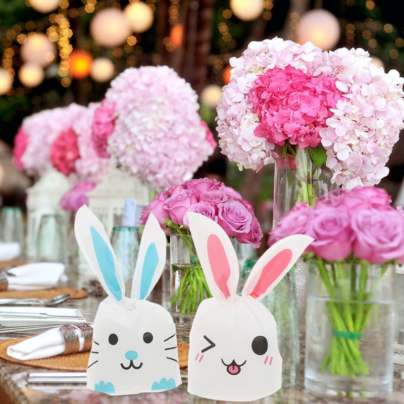 🍽️ أكياس حلوى بطابع أرنب عيد الفصح لحفظ الوجبات الخفيفة والمخبوزات بألوان متنوعة الحجم 13 5 0 10 سم 100 قطعة - Image 5