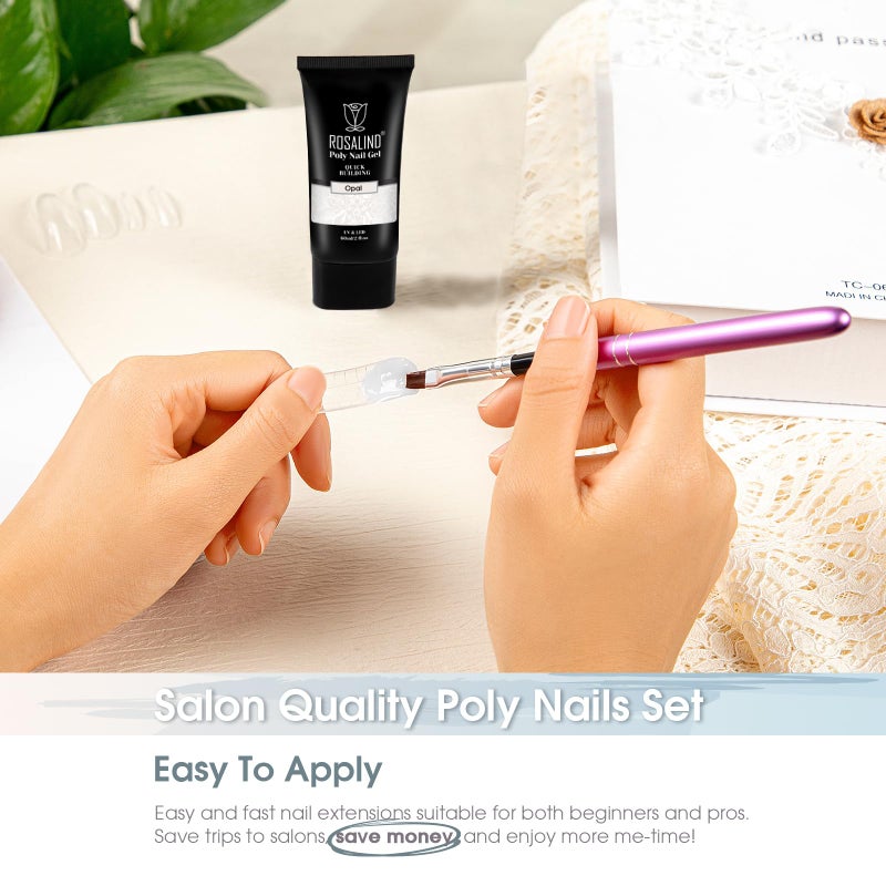 ROSALIND WhitePoly Extension Gel, 2oz/60ml White Poly Nail Gel for Nail Art Decoration, Pure Color Builder White Gel Nail Thickening Poly Extension Easy to DIY Use at Home Need UV Lamp - Image 4
