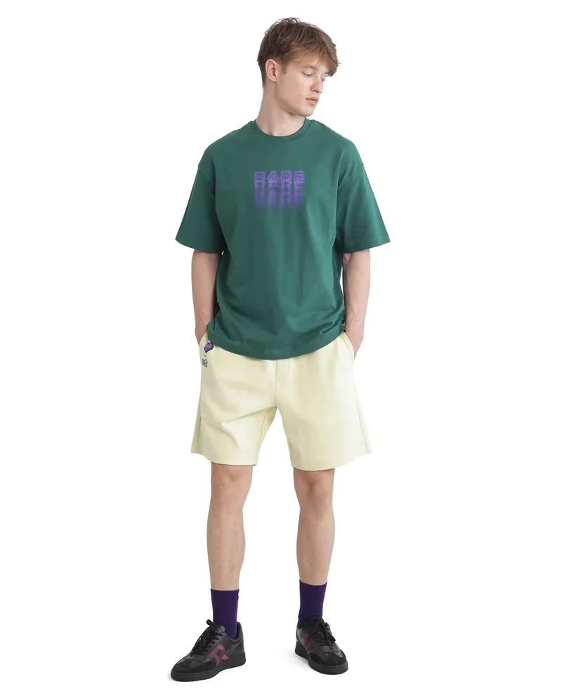 Rare Rabbit Men's Typography Print Oversized Fit T-Shirt