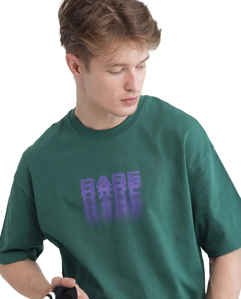 Rare Rabbit Men's Typography Print Oversized Fit T-Shirt