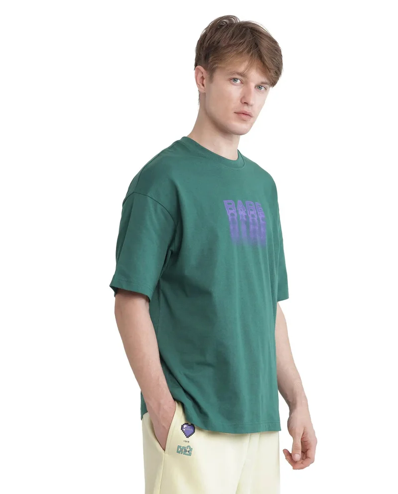 Rare Rabbit Men's Typography Print Oversized Fit T-Shirt