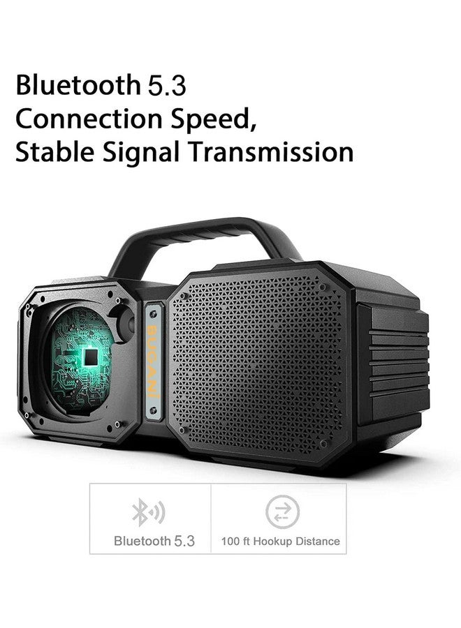 BUGANI Bluetooth Speaker Shock Portable Bluetooth Speaker Bluetooth 5.3 Waterproof Wireless Speakers 60W Super Power Outdoor Speaker Black(New Model) - Image 3
