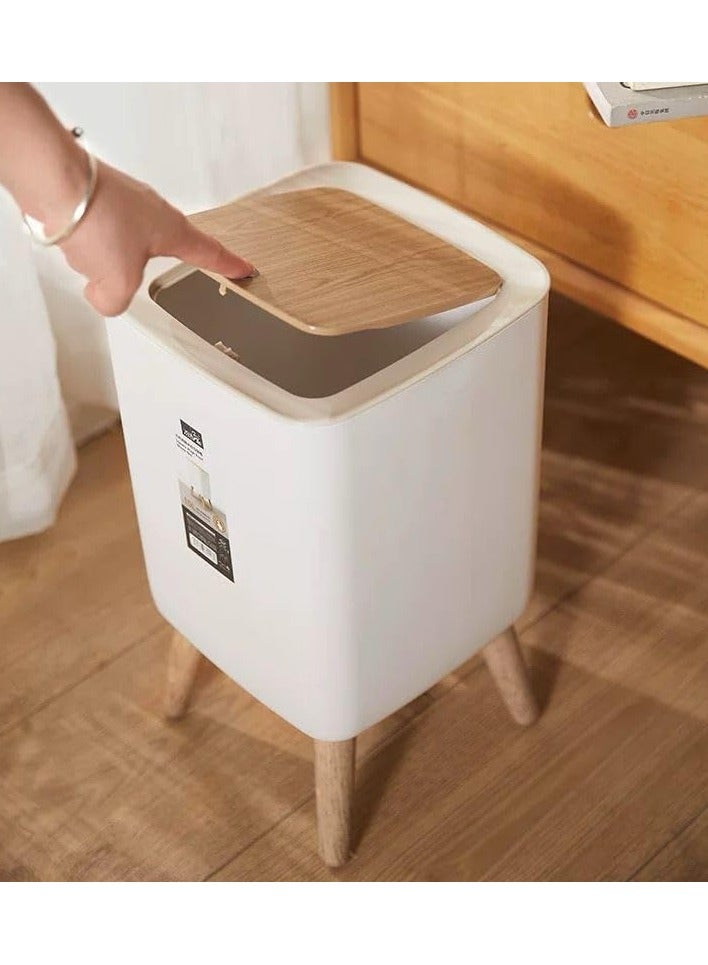 Small Kitchen Trash Can with Lid, Bathroom Trash Can with Lid, Office Trash Can with Push Button, Nordic Small Waste Bin for Bedroom Living Room, New Square Trash Can for Your Kitchen, Cute Trash Can with Lid. The lid effectively reduces odor, keeps fruit flies away, and takes care of your home's health. Hidden Trash Bag Design, Fresh White Appearance, 6.81L, Plastic, White  - Image 1