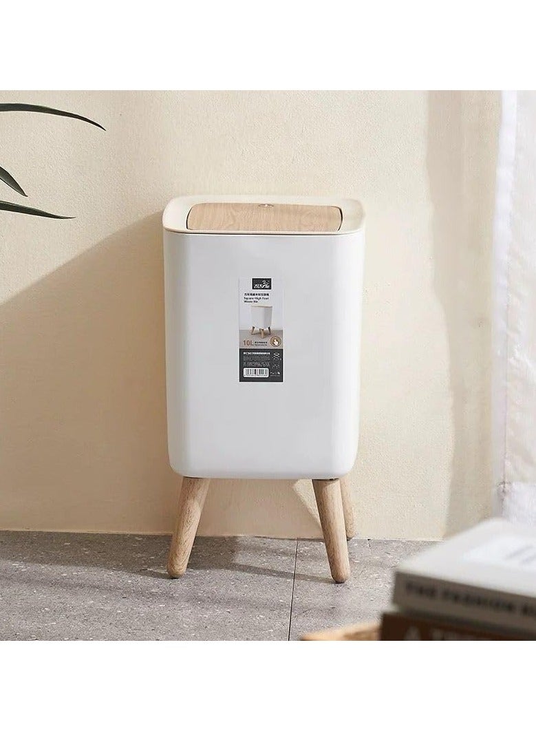 Small Kitchen Trash Can with Lid, Bathroom Trash Can with Lid, Office Trash Can with Push Button, Nordic Small Waste Bin for Bedroom Living Room, New Square Trash Can for Your Kitchen, Cute Trash Can with Lid. The lid effectively reduces odor, keeps fruit flies away, and takes care of your home's health. Hidden Trash Bag Design, Fresh White Appearance, 6.81L, Plastic, White  - Image 3