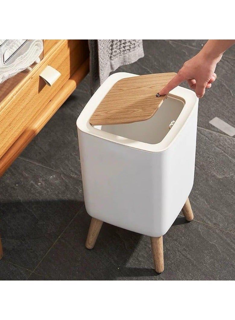 Small Kitchen Trash Can with Lid, Bathroom Trash Can with Lid, Office Trash Can with Push Button, Nordic Small Waste Bin for Bedroom Living Room, New Square Trash Can for Your Kitchen, Cute Trash Can with Lid. The lid effectively reduces odor, keeps fruit flies away, and takes care of your home's health. Hidden Trash Bag Design, Fresh White Appearance, 6.81L, Plastic, White  - Image 4