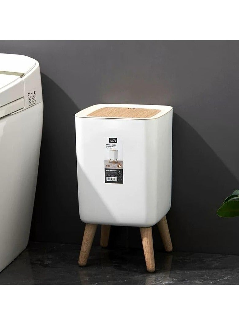 Small Kitchen Trash Can with Lid, Bathroom Trash Can with Lid, Office Trash Can with Push Button, Nordic Small Waste Bin for Bedroom Living Room, New Square Trash Can for Your Kitchen, Cute Trash Can with Lid. The lid effectively reduces odor, keeps fruit flies away, and takes care of your home's health. Hidden Trash Bag Design, Fresh White Appearance, 6.81L, Plastic, White  - Image 5