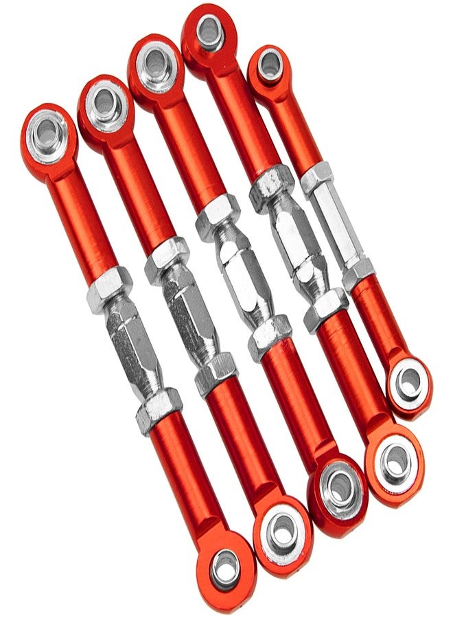 Vgoohobby Metal Turnbuckles Rod Camber Links Steering Linkage Tie Rods Pull Rod Compatible with Redcat Racing Blackout SC,SC Pro, XTE, XTE Pro,XBE,XBE Pro 1/10 RC Car (Red) - Image 2