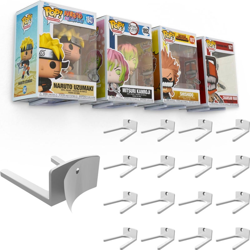 Modern JP Adhesive Display Shelf for Funko Pop Boxes (16-Pack) â€“ Clean Mount for Funko Pop Display â€“ Easy Adhesive Install â€“ Box-Safe, No-Drill Setup â€“ White - Image 1